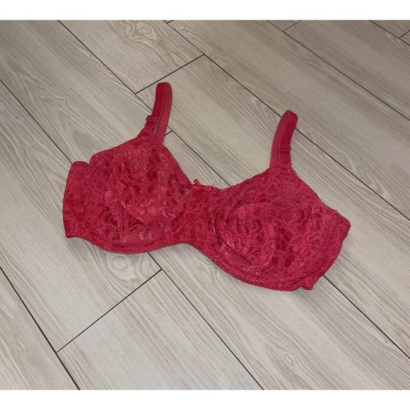 Vintage Smart Choices Playtex 3286 Lace Bra Unlined Underwire Womens 38D Red - Picture 1 of 6